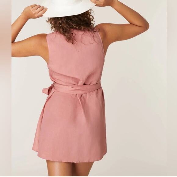 NWT Andie Swim The Cacela Wrap Dress Linen Blend Sunset Pink Size Large - Picture 5 of 9